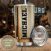 Camellia Persionalized Baseball Play For Him Stainless Steel Tumbler - Customized Double - Walled Insulation Travel Thermal Cup With Lid Gift For Baseball Player