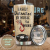 Camellia Personalized Black Woman Easily Distracted By Music And Wine  Stainless Steel Tumbler-Thermal Flask Travel Therma Cup With Lid Gift For Black Woman