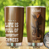 Camellia Personalized Golfer Life Is Full Of Important Choises Stainless Steel Tumbler-Double-Walled Travel Therma Cup With Lid Gift For Golf Player