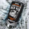 Camellia Personalized Never Underestimate An Old Man with A Motorcycle Stainless Steel Tumbler-Double-Walled Insulation Cup With Lid Gift For Grandfa