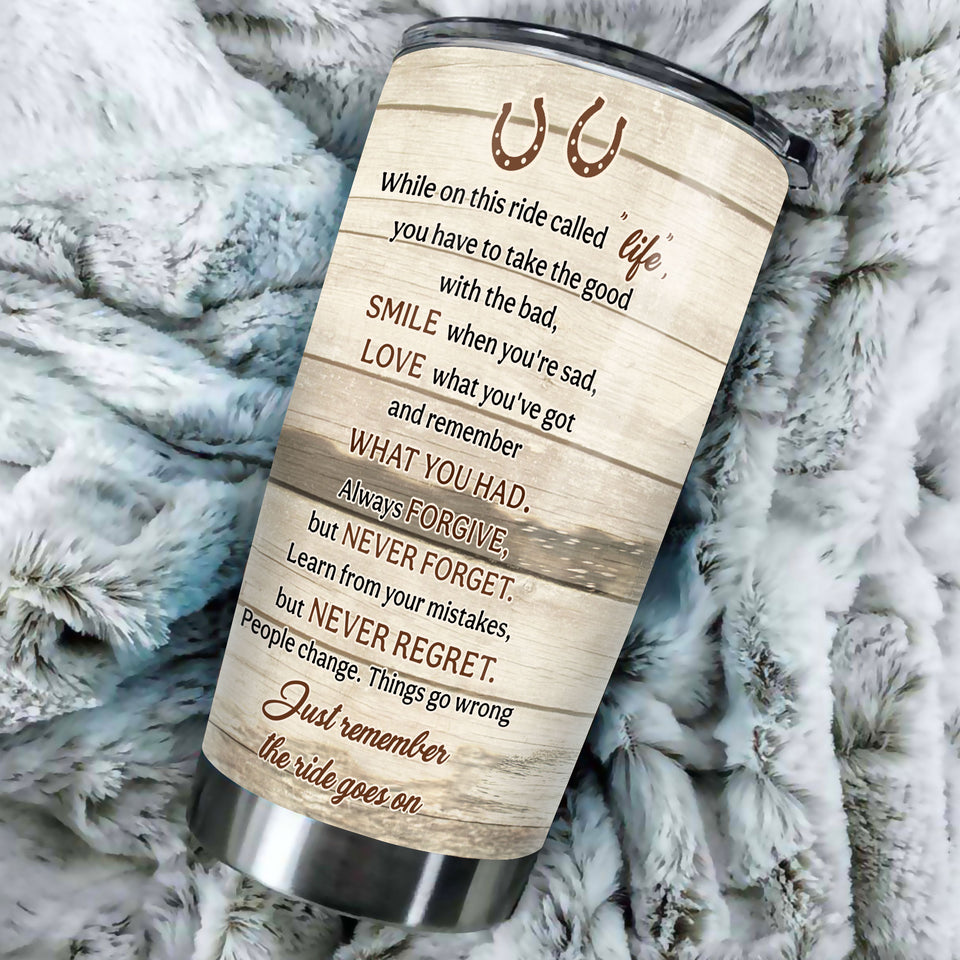 Camellia Personalized Horse Life Stainless Steel Tumbler - Double-Walled Insulation Vacumm Flask - Gift For Horse Lovers, Cowgirls, Cowboys, Perfect Christmas, Thanksgiving Gift