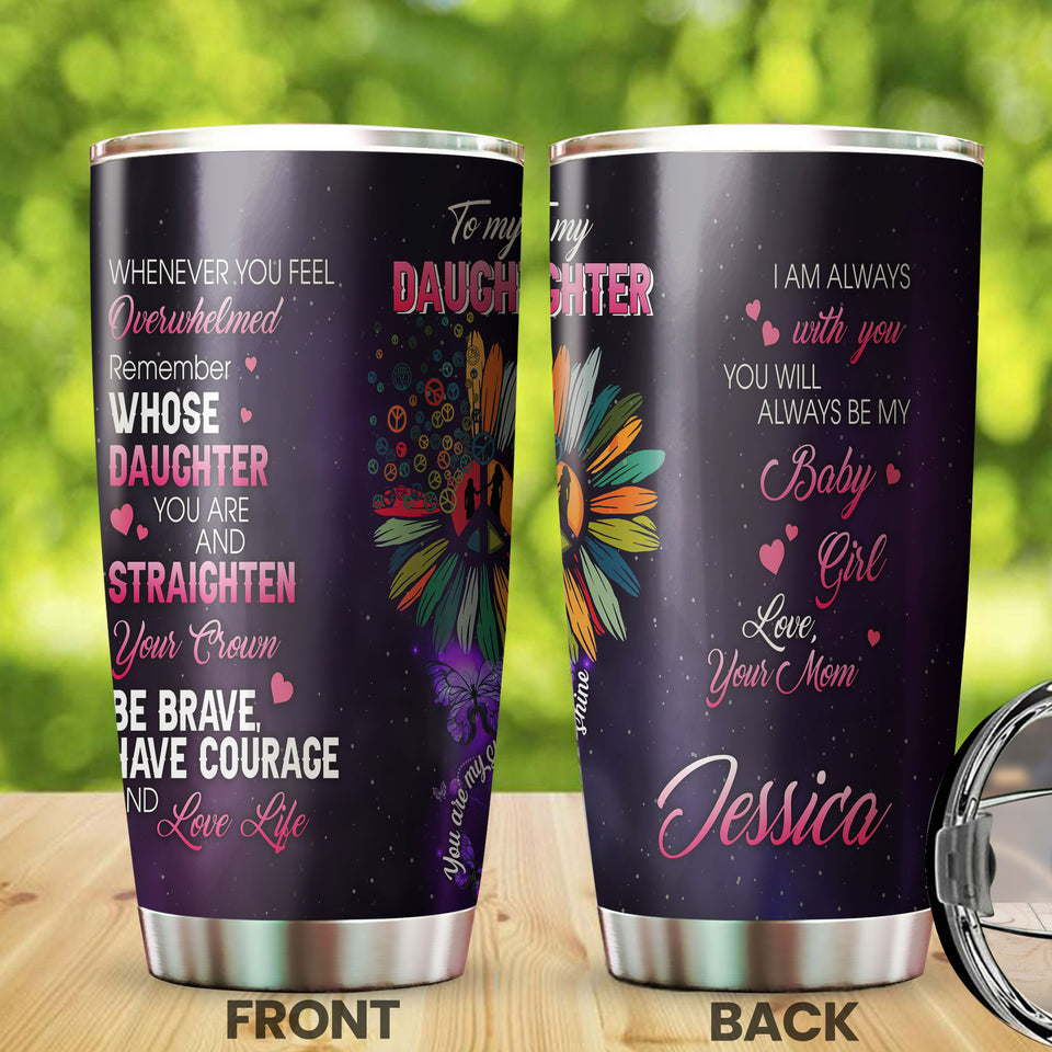 Camellia Personalized Loving Letter From Mom To Daughter Stainless Steel Tumbler-Sweat-Proof Double Wall Travel Cup With Lid Gift For Mother And Daughter