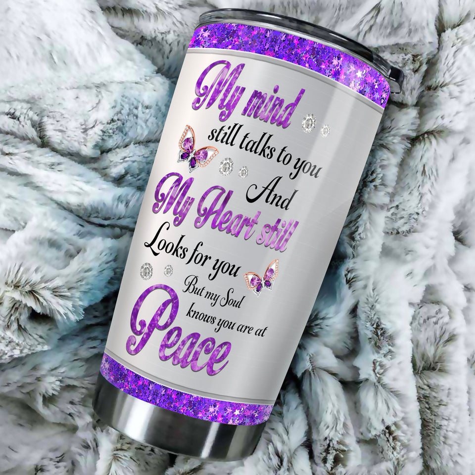 Camellia Personalized Butterfly My Soul Know You Are At Peace Stainless Steel Tumbler - Double-Walled Insulation Vacumm Flask - For Thanksgiving, Memorial Day, Christians, Christmas Gift