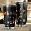 Camellia Personalized Colorful Guitar Stainless Steel Tumbler - Customized Double-Walled Insulation Travel Thermal Cup With Lid Gift For Guitarist