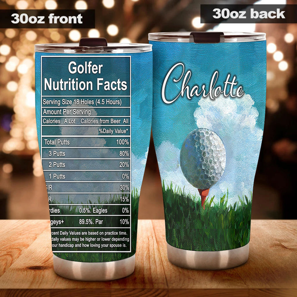 Camellia Personalized Golfer Nutrition Facts Stainless Steel Tumbler-Double-Walled Travel Therma Cup With Lid Gift For Golf Player 02