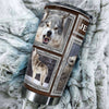 Camellia Personalized 3D Grey Wolf Picture Stainless Steel Tumbler - Customized Double-Walled Insulation Travel Thermal Cup With Lid