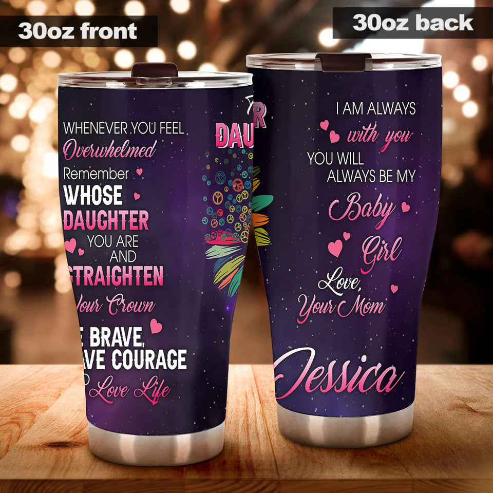 Camellia Personalized Loving Letter From Mom To Daughter Stainless Steel Tumbler-Sweat-Proof Double Wall Travel Cup With Lid Gift For Mother And Daughter
