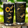 Camellia Personalized Dragonfly Sunflower To My Daughter I Always Love You Stainless Steel Tumbler - Customized Double-Walled Insulation Travel Thermal Cup With Lid