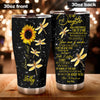 Camellia Personalized Dragonfly Sunflower To My Daughter I Always Love You Stainless Steel Tumbler - Customized Double-Walled Insulation Travel Thermal Cup With Lid