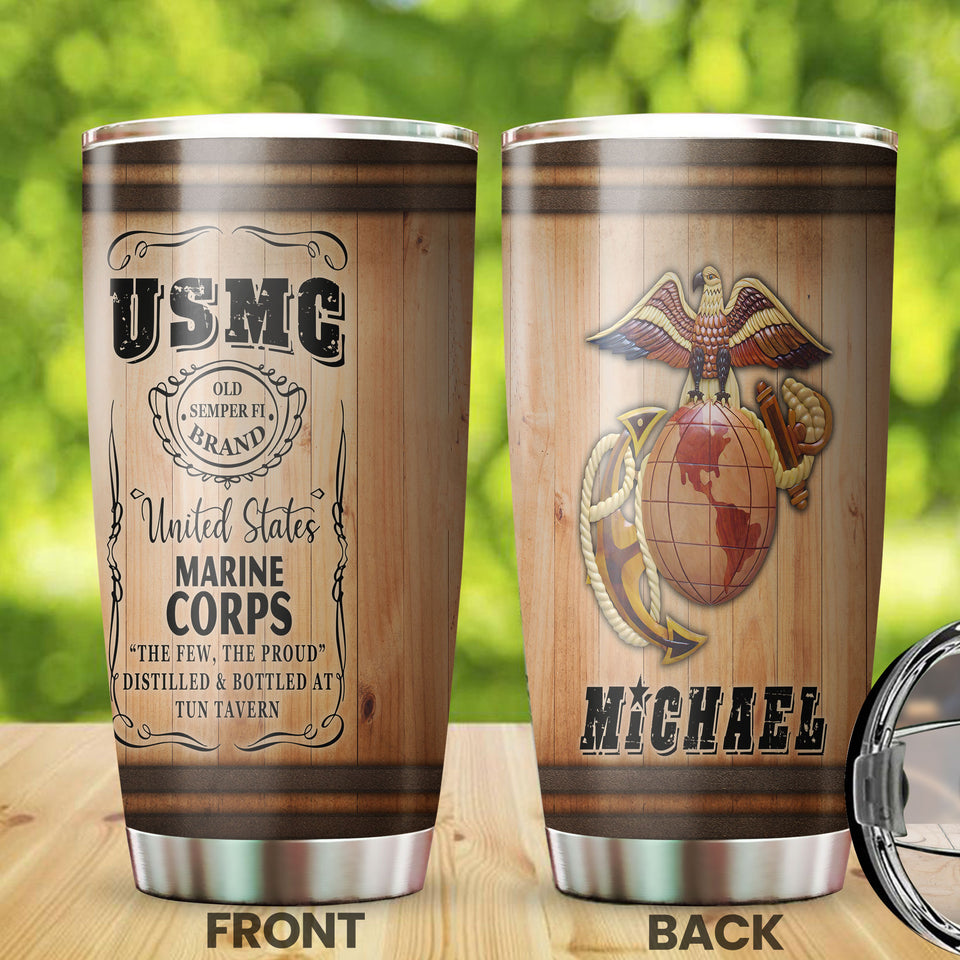 Camellia Personalized United States Marine Corps Stainless Steel Tumbler-Sweat-Proof Double Wall Travel Cup With Lid 04