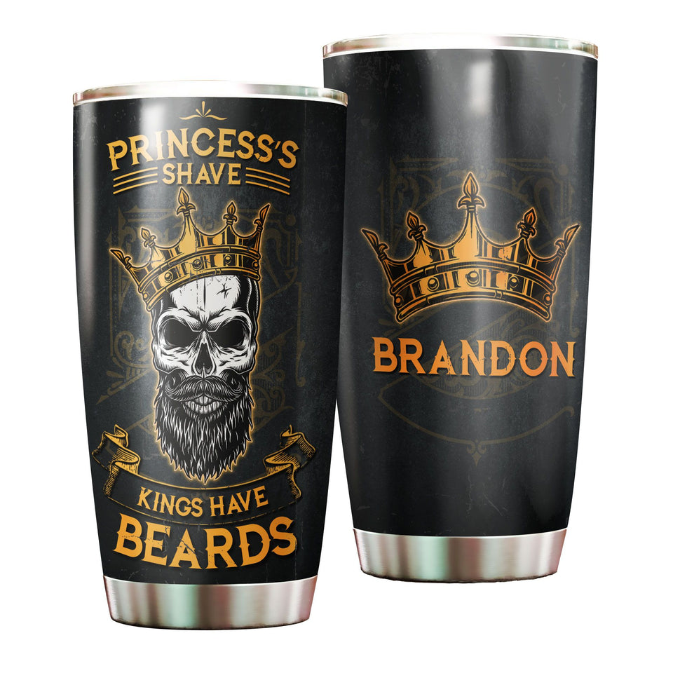 Camellia Persionalized 3D Skullcap Kings Have Beard Stainless Steel Tumbler - Customized Double - Walled Insulation Thermal Cup With Lid
