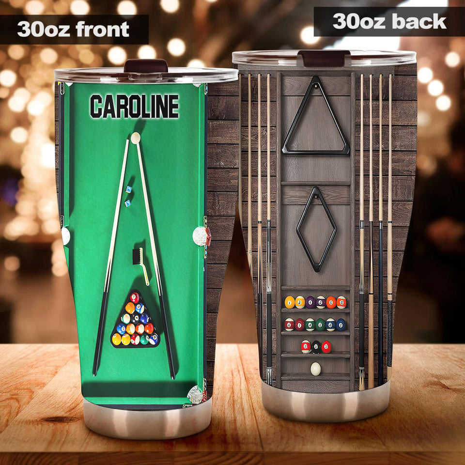 Camellia Personalized Pool Table Billiard Ball Set And Billiard Stick Stainless Steel Tumbler-Double-Walled Insulated Gift For Golf Player 01