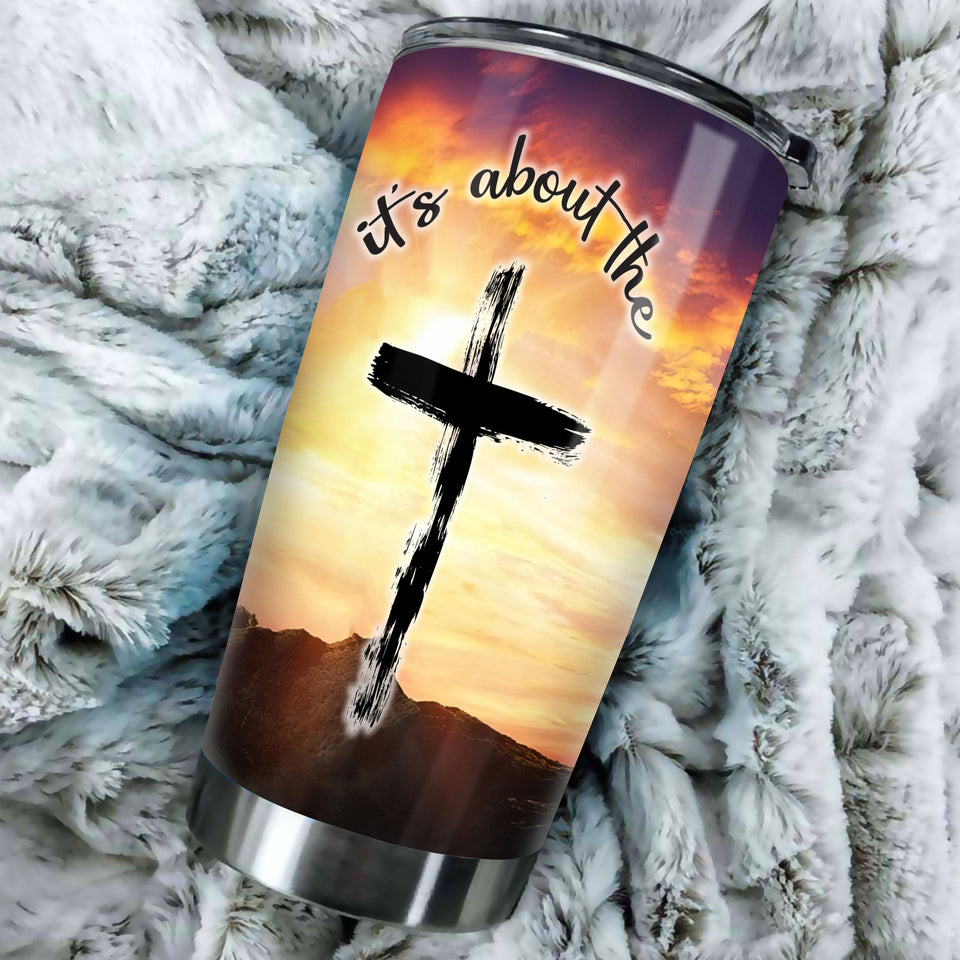 Camellia Personalized The Cross It's About The Jesus Stainless Steel Tumbler-Double-Walled Insulation Travel Cup With Lid