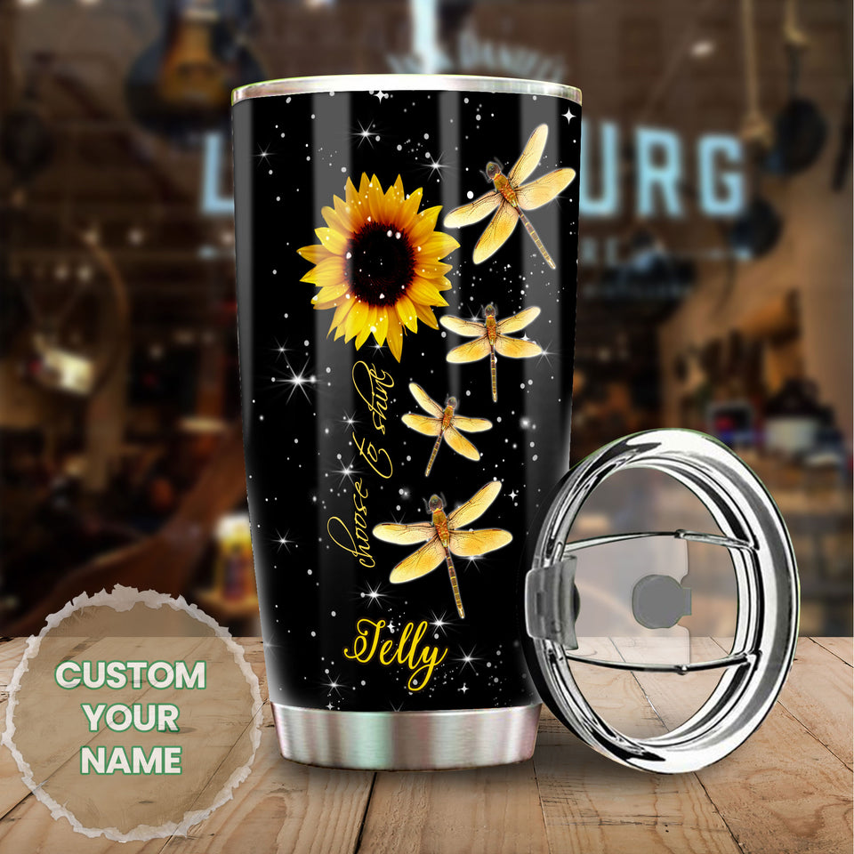 Camellia Personalized Dragonfly Sunflower To My Daughter I Always Love You Stainless Steel Tumbler - Customized Double-Walled Insulation Travel Thermal Cup With Lid