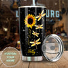 Camellia Personalized Dragonfly Sunflower To My Daughter I Always Love You Stainless Steel Tumbler - Customized Double-Walled Insulation Travel Thermal Cup With Lid