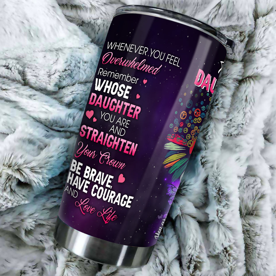 Camellia Personalized Loving Letter From Mom To Daughter Stainless Steel Tumbler-Sweat-Proof Double Wall Travel Cup With Lid Gift For Mother And Daughter
