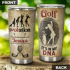 Camellia Personalized Golf Evolution It's My DNA Stainless Steel Tumbler-Double-Walled Travel Therma Cup With Lid Gift For Female Golf Player