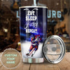 Camellia Personalized Eat Sleep Hockey Repeat Stainless Steel Tumbler-Double-Walled Insulation  Cup With Lid Gift For Hockey Player