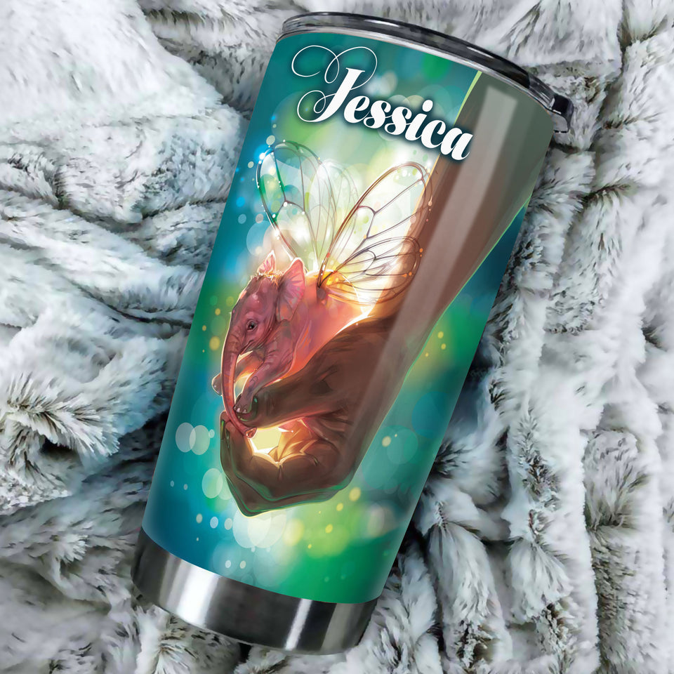 Camellia Personalized Elephant Loving Letter From  Mom To Daughter Stainless Steel Tumbler-Double-Walled Travel Therma Cup With Lid 01