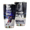 Camellia Personalized Eat Sleep Hockey Repeat Stainless Steel Tumbler-Double-Walled Insulation  Cup With Lid Gift For Hockey Player