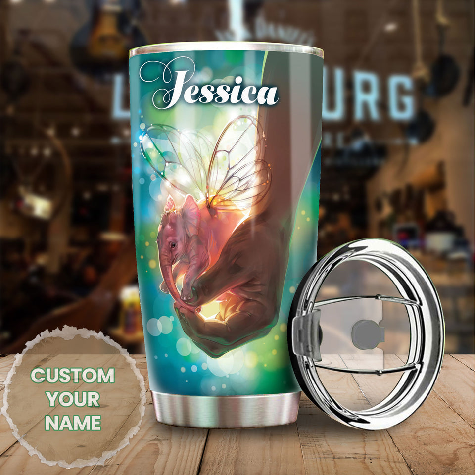 Camellia Personalized Elephant Loving Letter From  Mom To Daughter Stainless Steel Tumbler-Double-Walled Travel Therma Cup With Lid 01