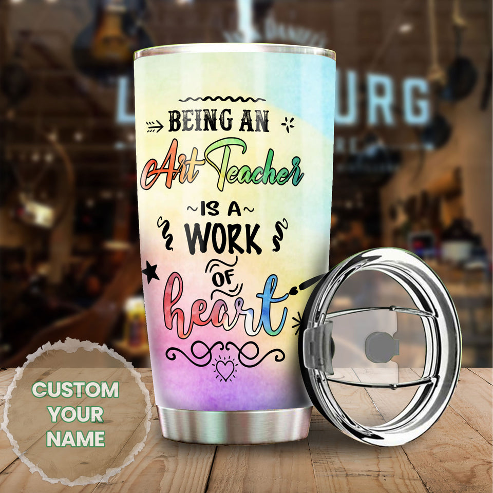 Camellia Personalized Art Teacher Stainless Steel Tumbler - Double-Walled Insulation Vacumm Flask - Gift For Art Teacher, Teacher's Day, Thanksgiving