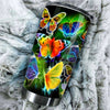 Camellia Personalized  Rainbow Neon Butterfly Stainless Steel Tumbler - Double-Walled Insulation Vacumm Flask - For Thanksgiving, Memorial Day, Christians, Christmas Gift