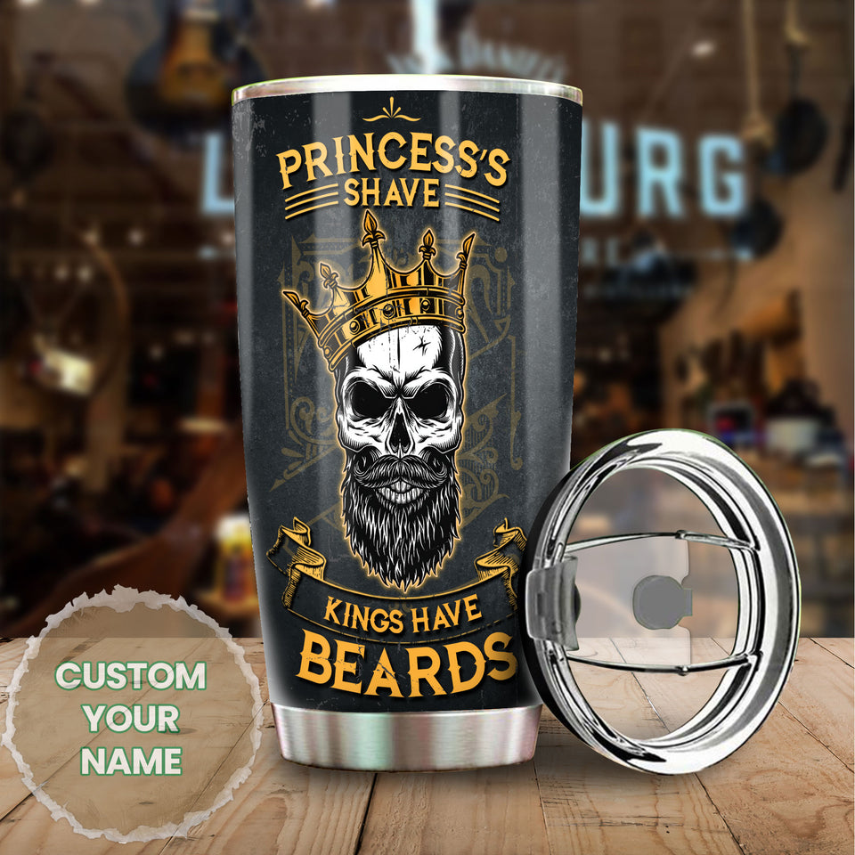 Camellia Persionalized 3D Skullcap Kings Have Beard Stainless Steel Tumbler - Customized Double - Walled Insulation Thermal Cup With Lid