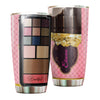 Camellia Personalized Chocolate Eye Shadow Palette Stainless Steel Tumbler - Customized Double-Walled Insulation Travel Thermal Cup With Lid Gift For Makeup Lover Girl