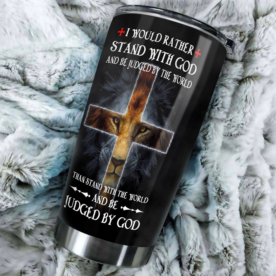 Camellia Personalized I Would Rather Stand With God Stainless Steel Tumbler-Wall Insulated Cup With Lid Travel Mug