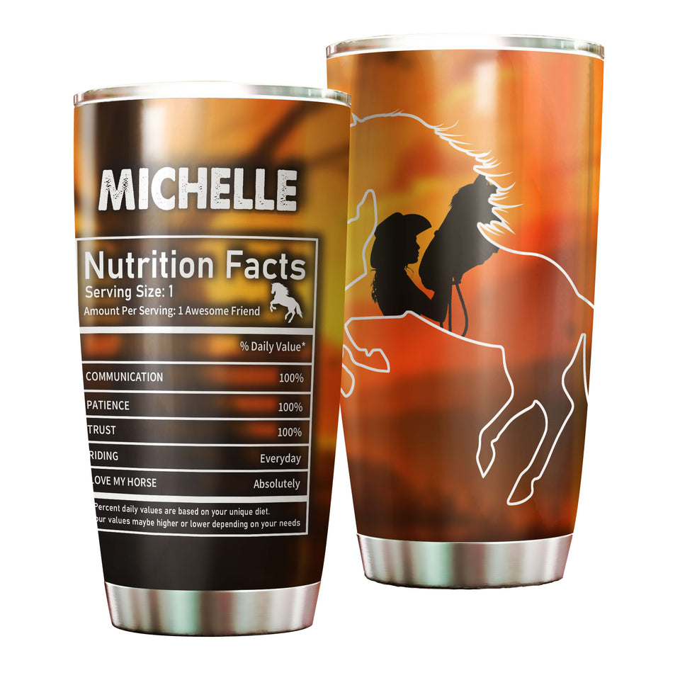 Camellia Personalized Horse Cowgirl Facts Stainless Steel Tumbler - Double-Walled Insulation Vacumm Flask - Gift For Horse Lovers, Cowgirls, Cowboys, Perfect Christmas, Thanksgiving Gift