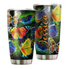Camellia Personalized  Rainbow Neon Butterfly Stainless Steel Tumbler - Double-Walled Insulation Vacumm Flask - For Thanksgiving, Memorial Day, Christians, Christmas Gift
