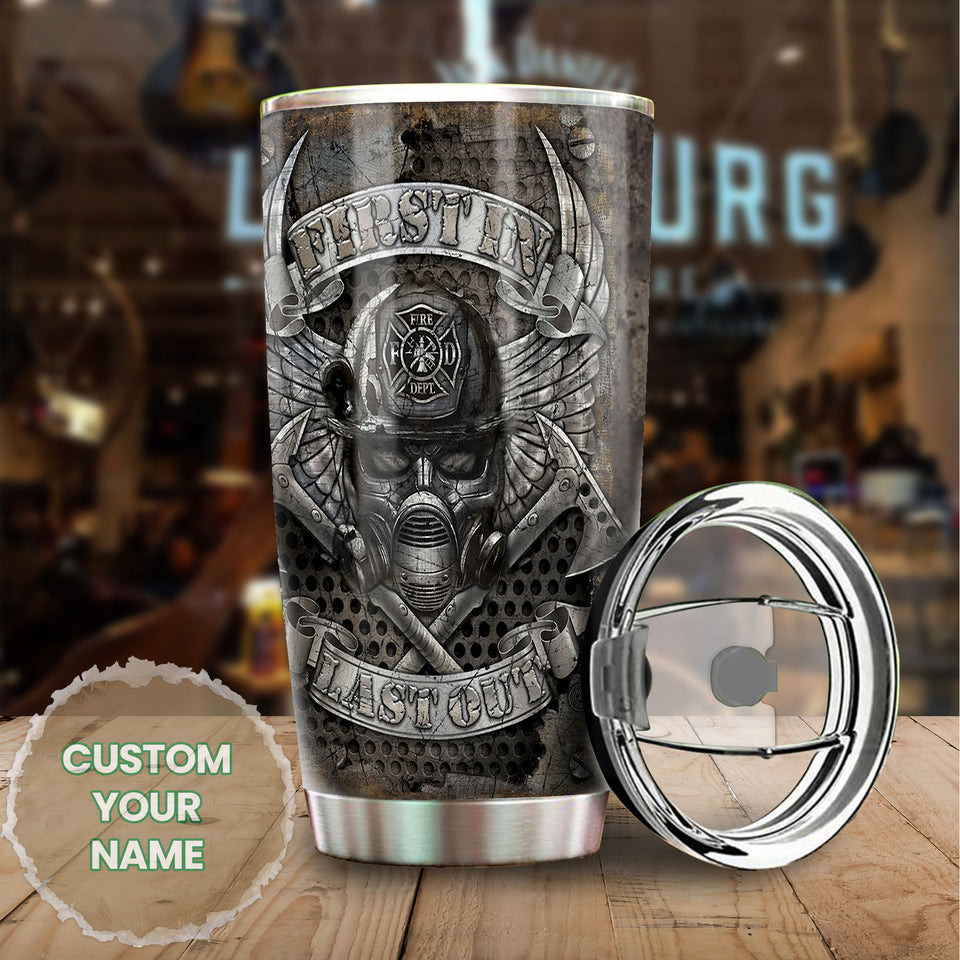 Camellia Personalized First In Last Out Stainless Steel Tumbler-Double-Walled Insulation Gift For Firefighter Fireman 04