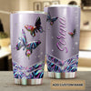 Camellia Personalized 3D Colorful Diamond Butterfly Stainless Steel Tumbler - Customized Double-Walled Insulation Thermal Cup With Lid