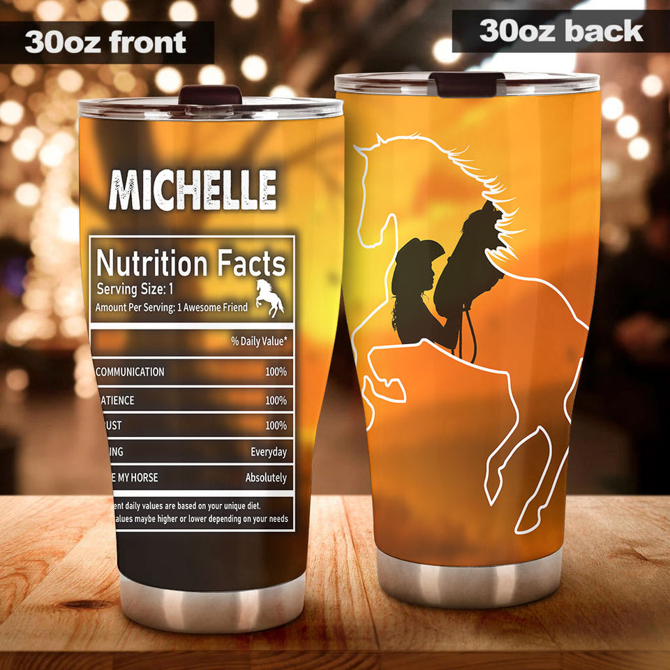 Camellia Personalized Horse Cowgirl Facts Stainless Steel Tumbler - Double-Walled Insulation Vacumm Flask - Gift For Horse Lovers, Cowgirls, Cowboys, Perfect Christmas, Thanksgiving Gift