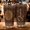 Camellia Persionalized Sunflower Leather Style Stainless Steel Tumbler - Customized Double - Walled Insulation Travel Thermal Cup With Lid