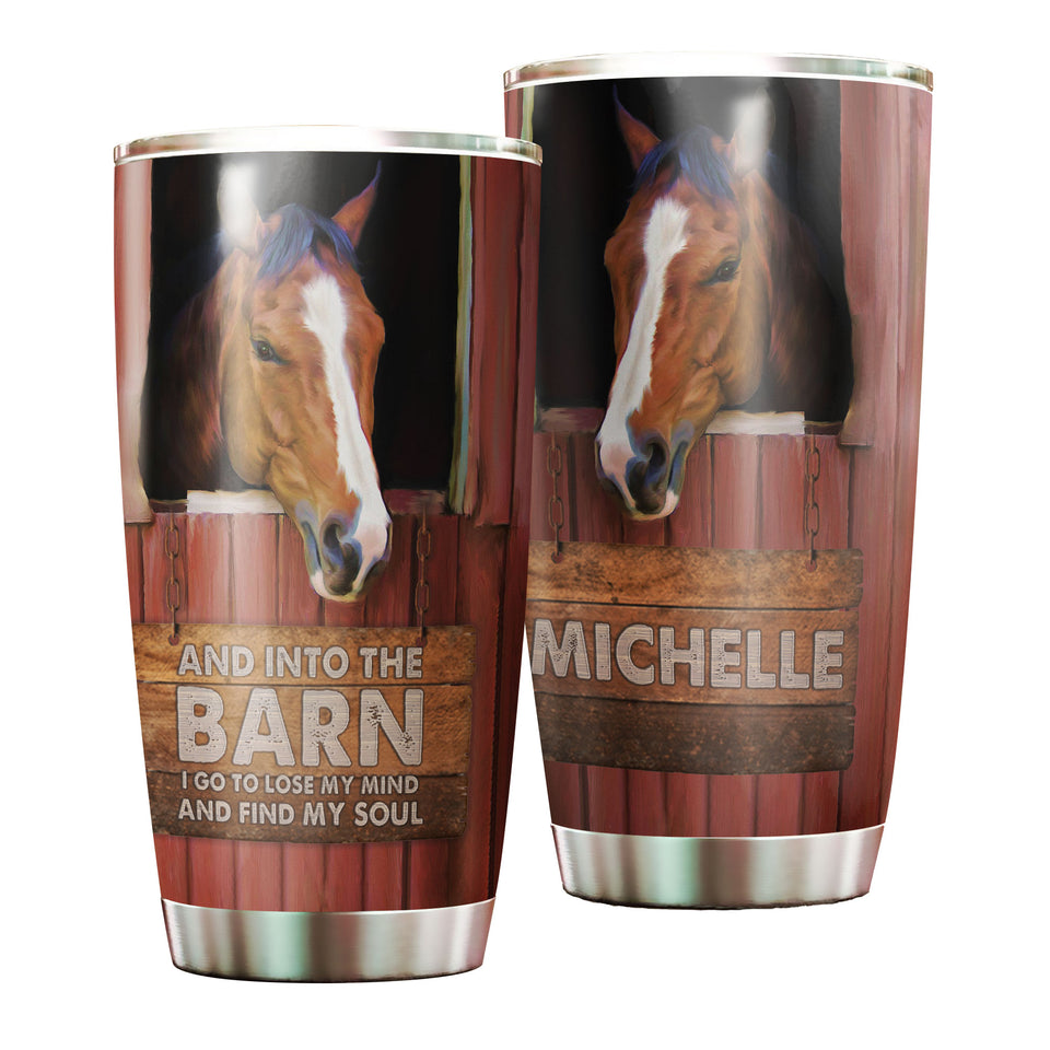 Camellia Personalized Horse Find My Soul Stainless Steel Tumbler - Double-Walled Insulation Vacumm Flask - Gift For Horse Lovers, Cowgirls, Cowboys, Perfect Christmas, Thanksgiving Gift
