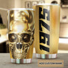 Camellia Persionalized 3D Golden Skull Stainless Steel Tumbler - Customized Double - Walled Insulation Thermal Cup With Lid