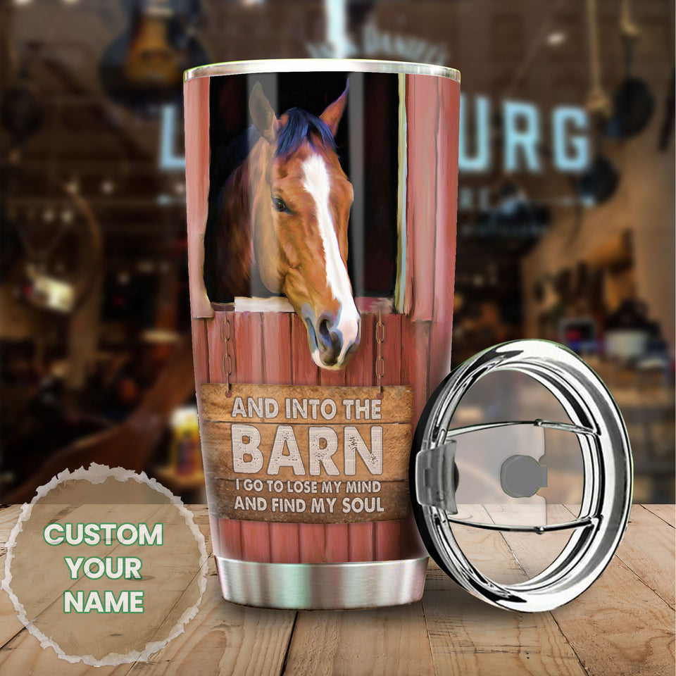 Camellia Personalized Horse Find My Soul Stainless Steel Tumbler - Double-Walled Insulation Vacumm Flask - Gift For Horse Lovers, Cowgirls, Cowboys, Perfect Christmas, Thanksgiving Gift