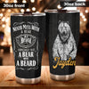 Camellia Persionalized Never Mess With A Bear Or A Beard Stainless Steel Tumbler - Customized Double - Walled Insulation Travel Thermal Cup With Lid