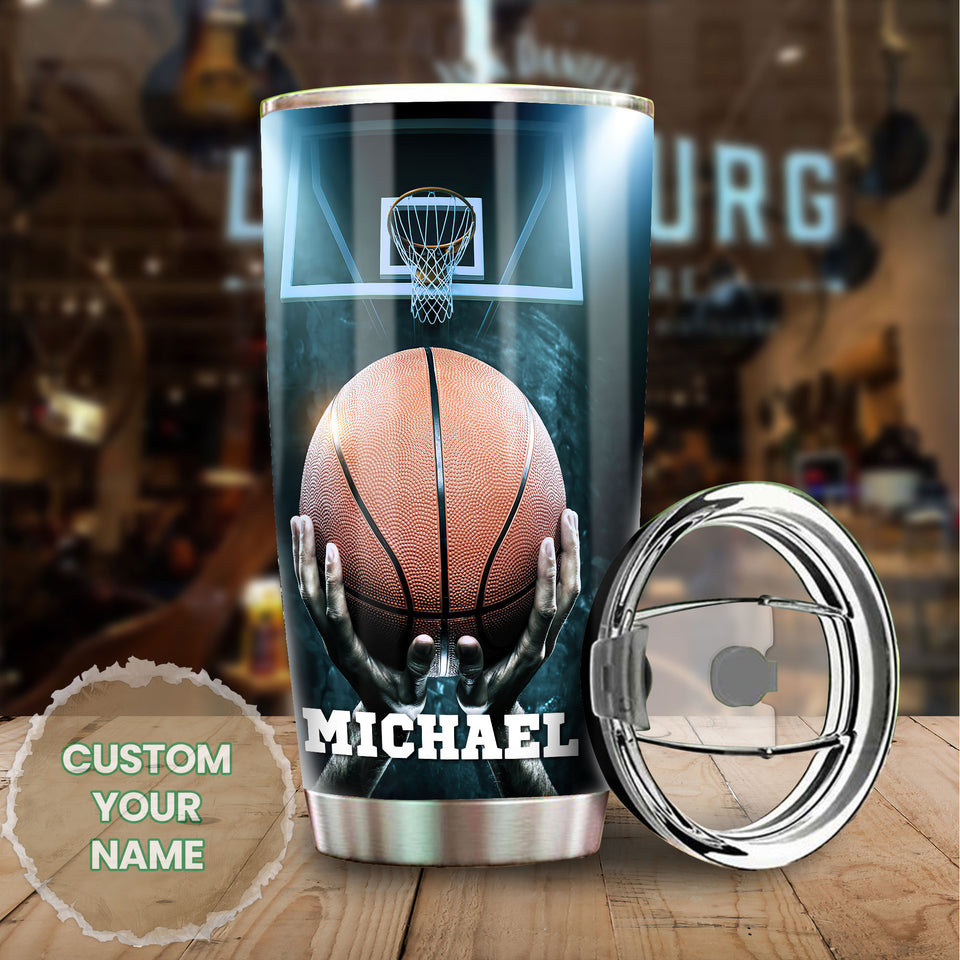 Camellia Persionalized Basketball Backboard Is Calling And I Must Go Stainless Steel Tumbler - Customized Double - Walled Insulation Travel Thermal Cup With Lid Gift For Basketball Player