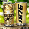 Camellia Persionalized 3D Golden Skull Stainless Steel Tumbler - Customized Double - Walled Insulation Thermal Cup With Lid