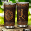 Camellia Persionalized Sunflower Leather Style Stainless Steel Tumbler - Customized Double - Walled Insulation Travel Thermal Cup With Lid
