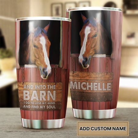 Camellia Personalized Horse Find My Soul Stainless Steel Tumbler - Double-Walled Insulation Vacumm Flask - Gift For Horse Lovers, Cowgirls, Cowboys, Perfect Christmas, Thanksgiving Gift