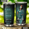 Camellia Personalized Black Nurse Stainless Steel Tumbler - Double-Walled Insulation Vacumm Flask - Gift For Black Queen, International Women's Day, Nurse's Day