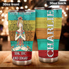 Camellia Personalized Stuck Between IDC IDK And IDGAF Stainless Steel Tumbler-Sweat-Proof Double Wall Travel Cup With Lid Gift For Hippie Girl