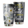 Camellia Personalized White Flower Butterfly A Piece Of My Heart Lives In Heaven Stainless Steel Tumbler - Customized Double-Walled Insulation Travel Thermal Cup With Lid