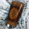 Camellia Persionalized Sunflower Leather Style Stainless Steel Tumbler - Customized Double - Walled Insulation Travel Thermal Cup With Lid