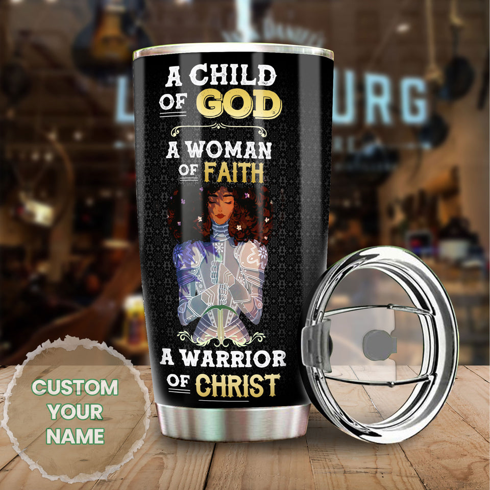 Camellia Personalized Black Women Faith Stainless Steel Tumbler - Double-Walled Insulation Vacumm Flask - Gift For Black Queen, International Women's Day, Hippie Girls 03