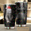 Camellia Personalized Baby Elephant Wear Chirstmas Hat Polka Dots Style Stainless Steel Tumbler-Double-Walled Travel Therma Cup With Lid